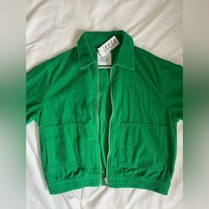 BNWT Urban Outfitters kelly green corduroy collared zip up jacket